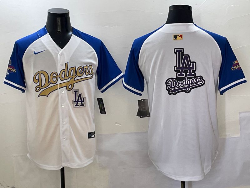Men Los Angeles Dodgers Blank White Blue Gold Game Nike 2025 MLB Jersey style 42931